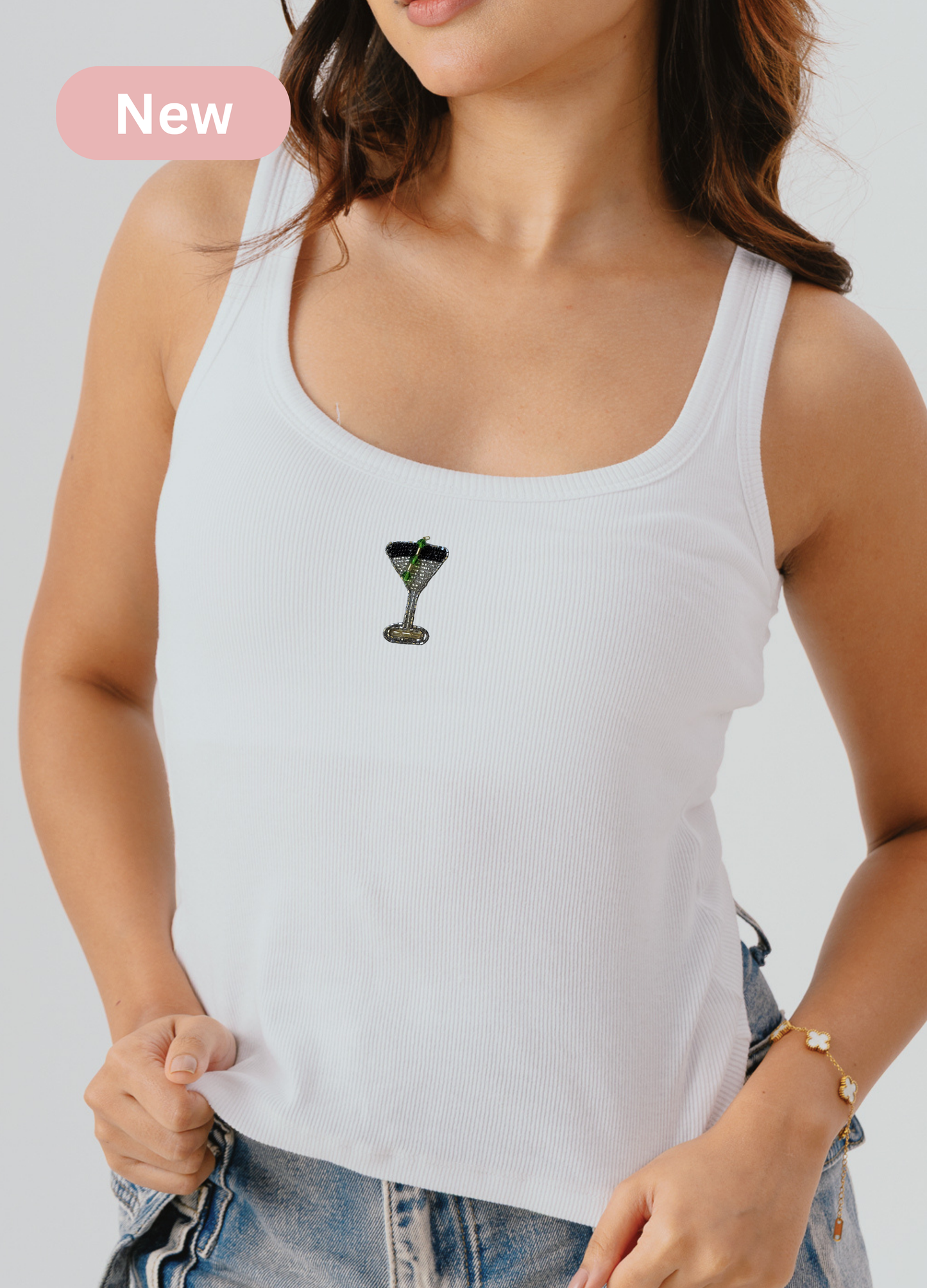 Scoop Neck Braless Tank (Full Length) - Fairy White