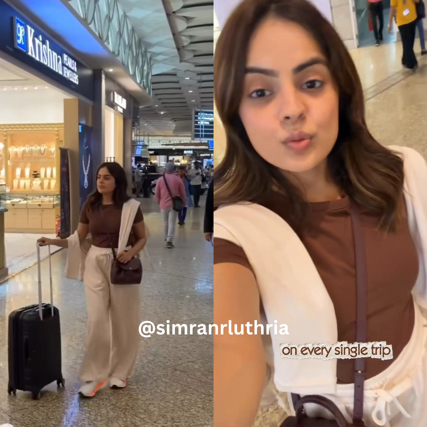 Crew Neck Braless Tshirt (Full Length) - Mocha Brown