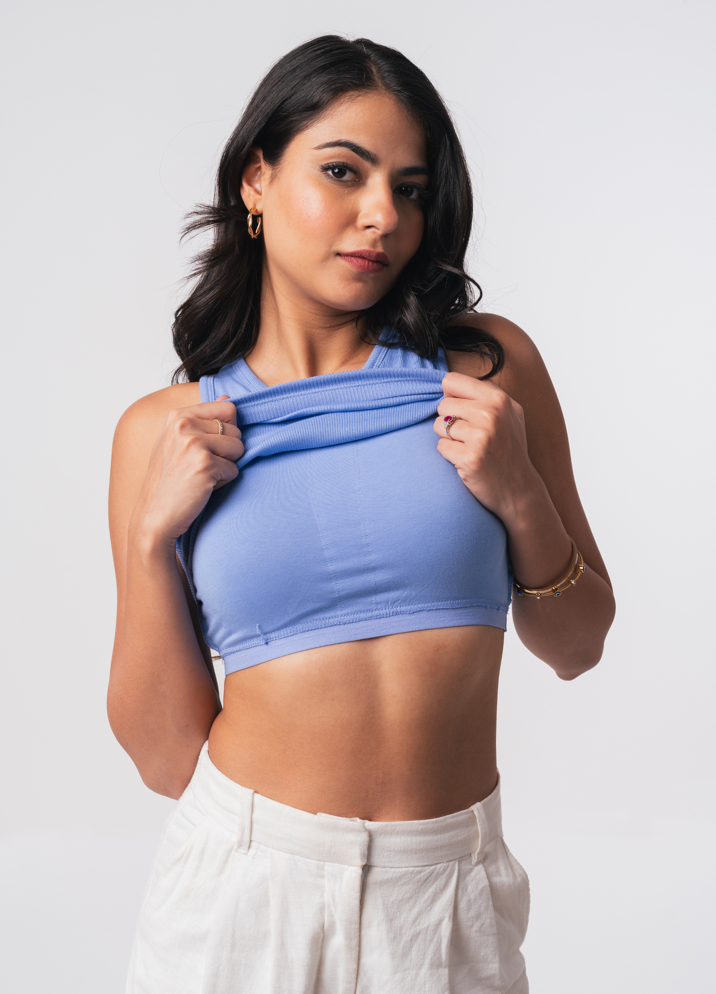 Ribbed Brami (Crop Length) - Fairy White