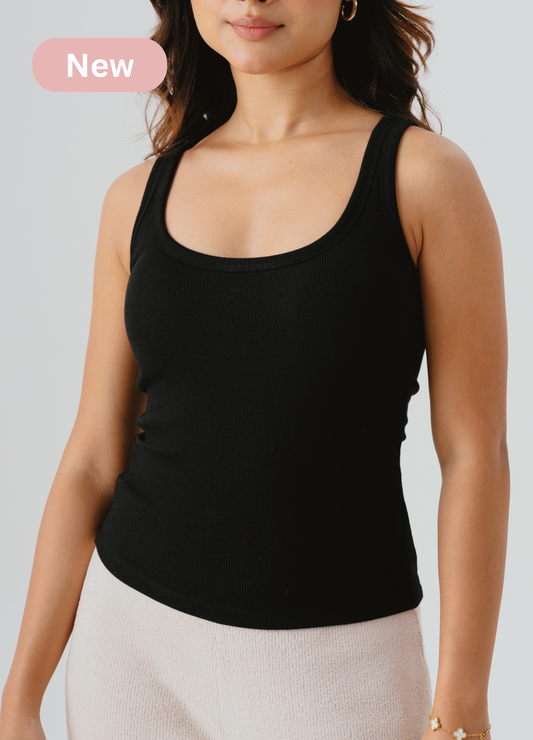 Scoop Neck Braless Tank (Full Length) - Midnight Black