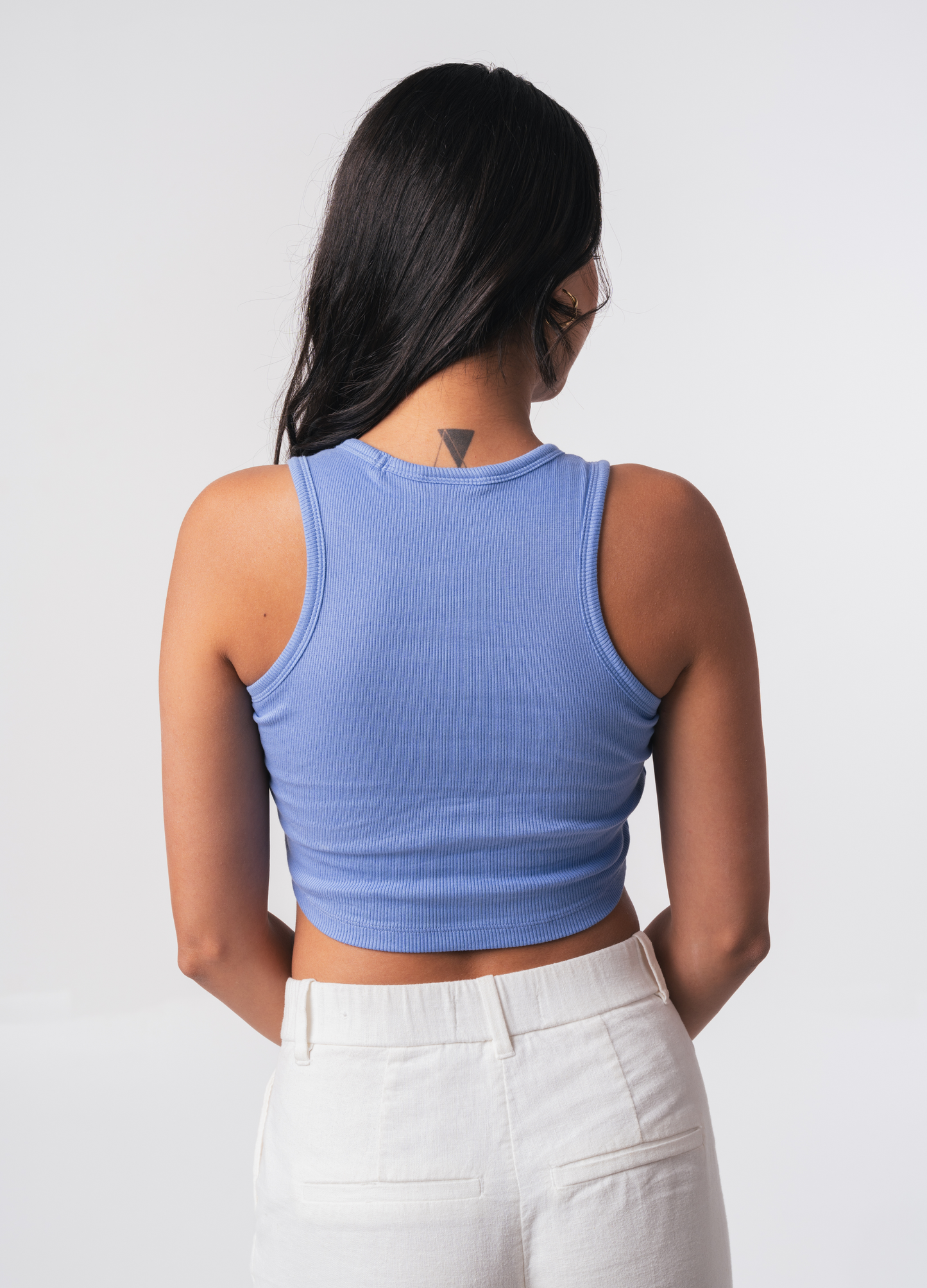 Ribbed Brami (Crop Length) - Fairy White