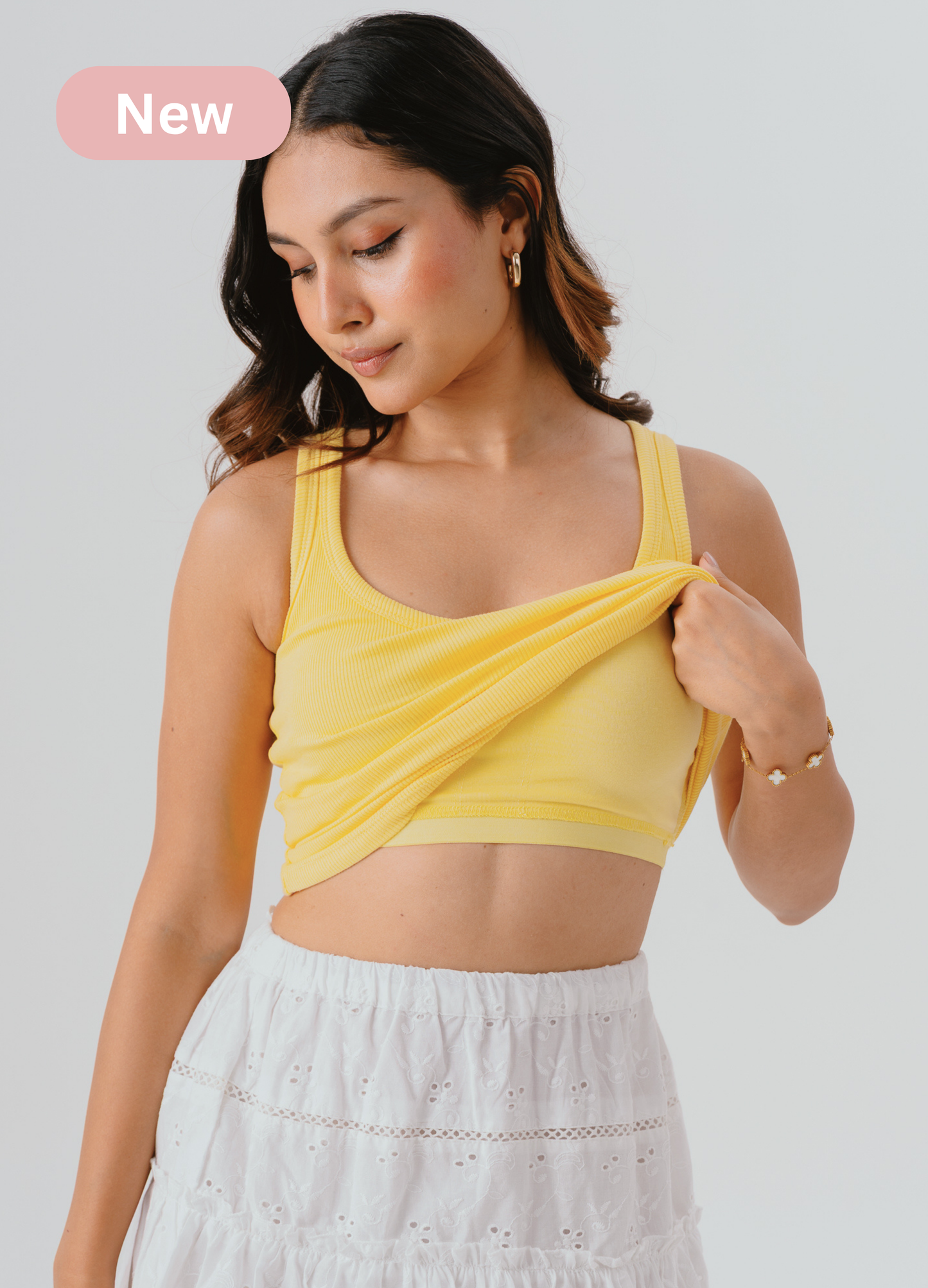 Scoop Neck Braless Tank (Full Length) - Butter Yellow