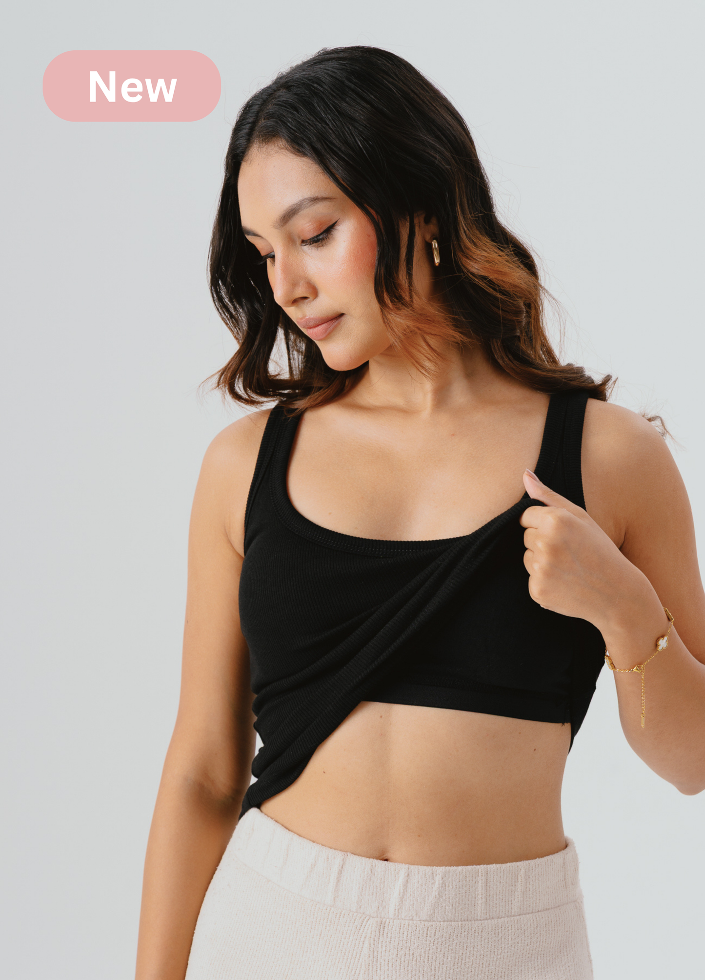 Scoop Neck Braless Tank (Full Length) - Midnight Black