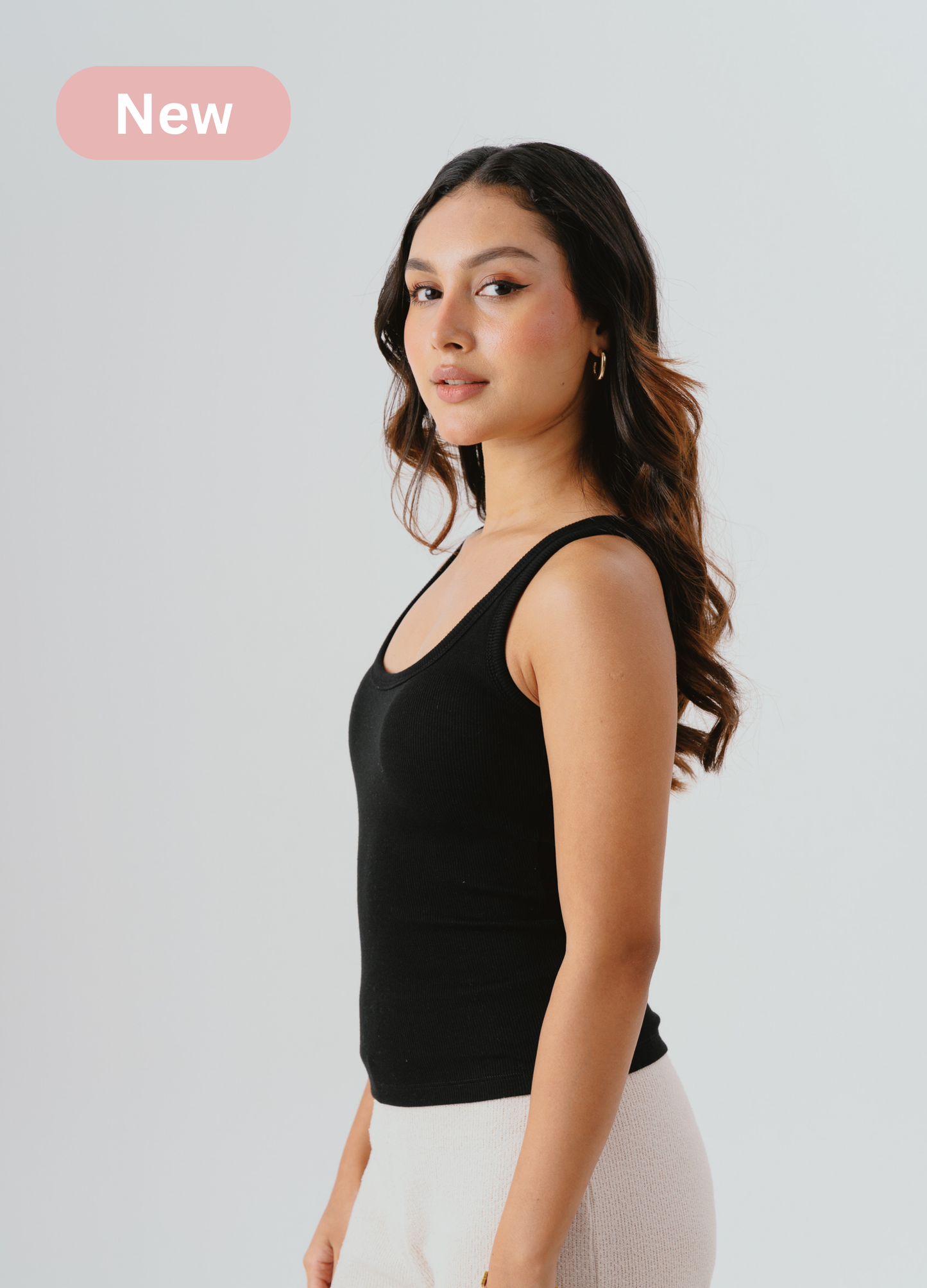 Scoop Neck Braless Tank (Full Length) - Midnight Black