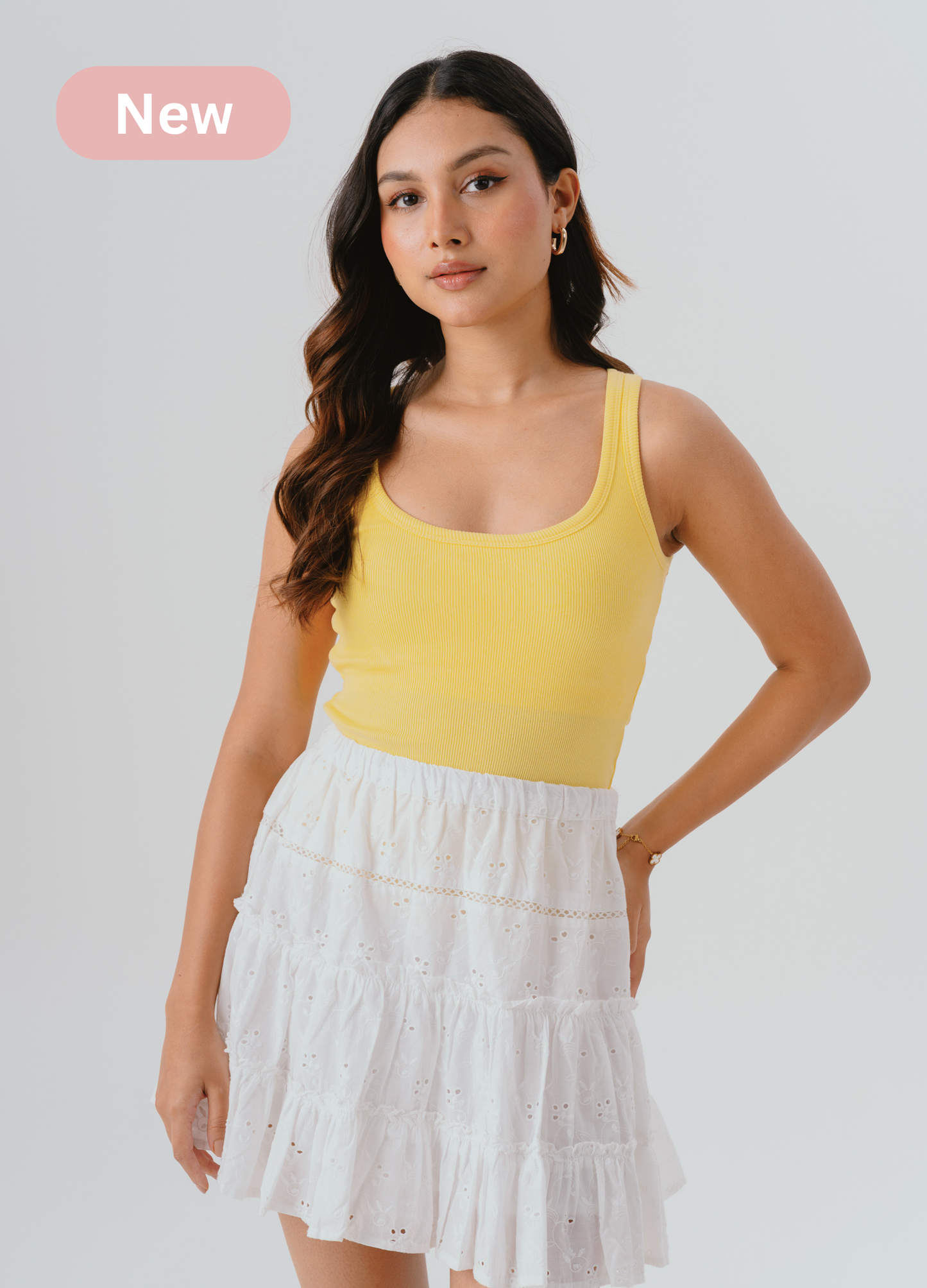 Scoop Neck Braless Tank (Full Length) - Butter Yellow