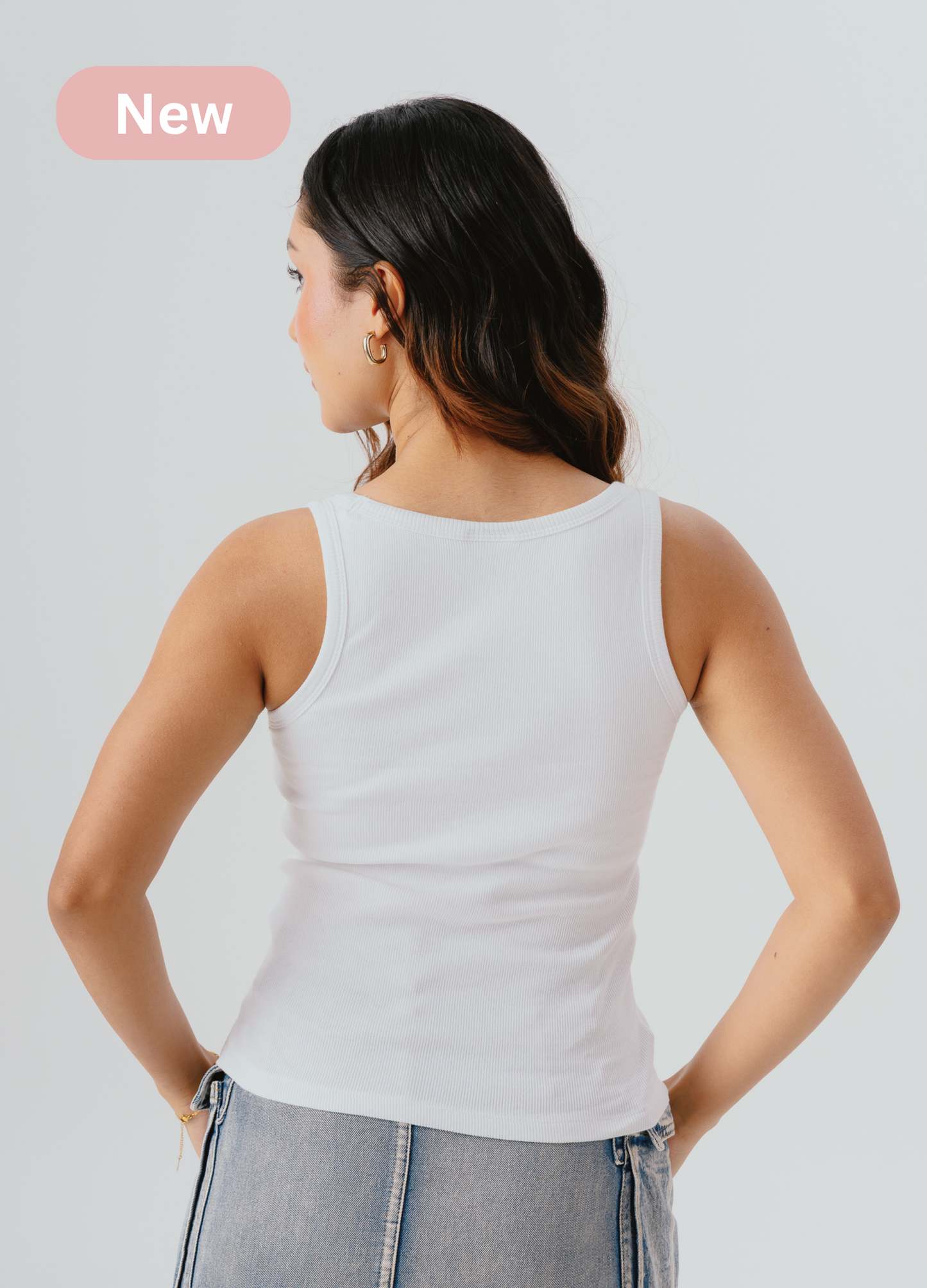 Scoop Neck Braless Tank (Full Length) - Fairy White