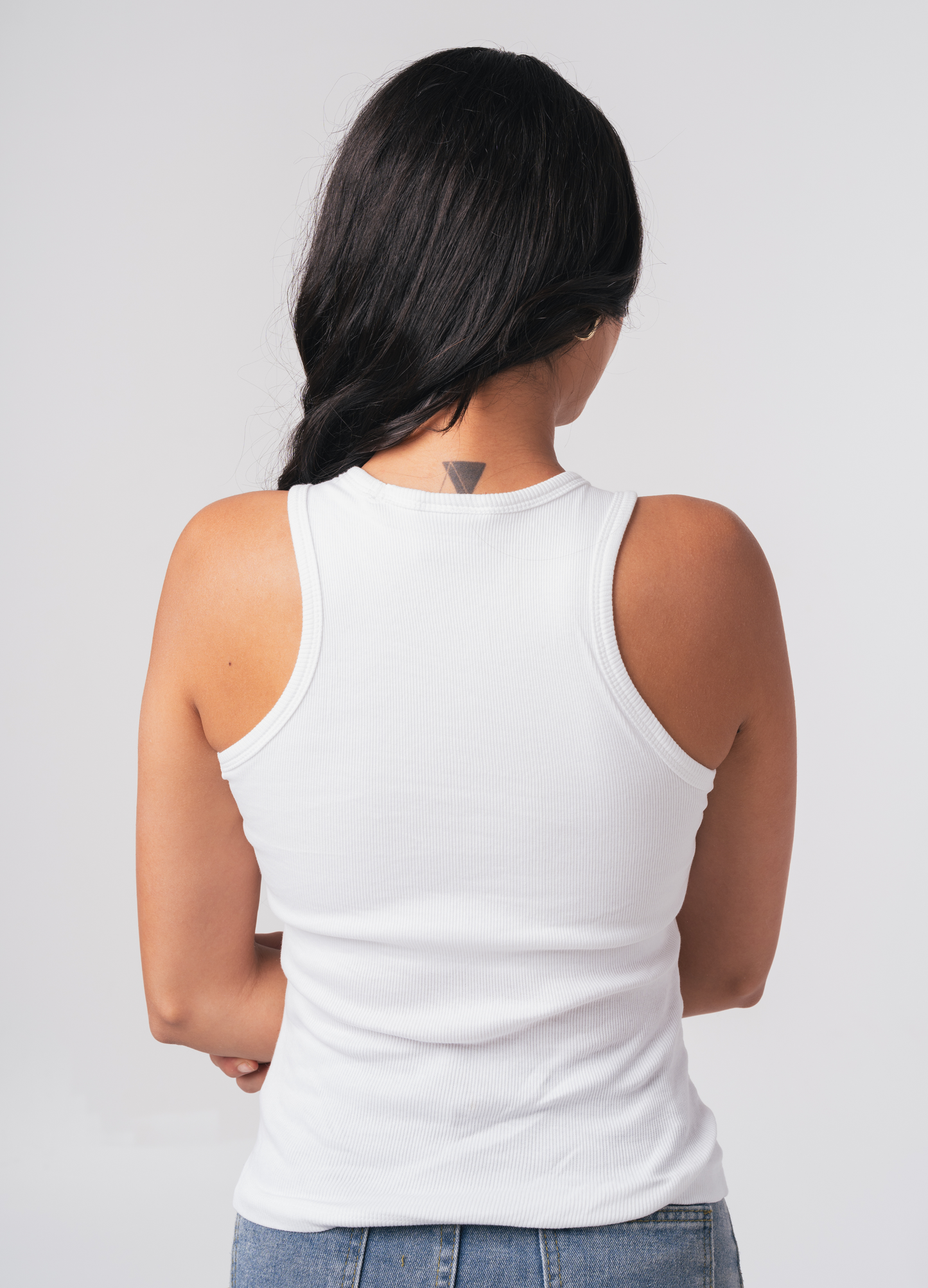 Bow High Neck Braless Tank - Fairy White