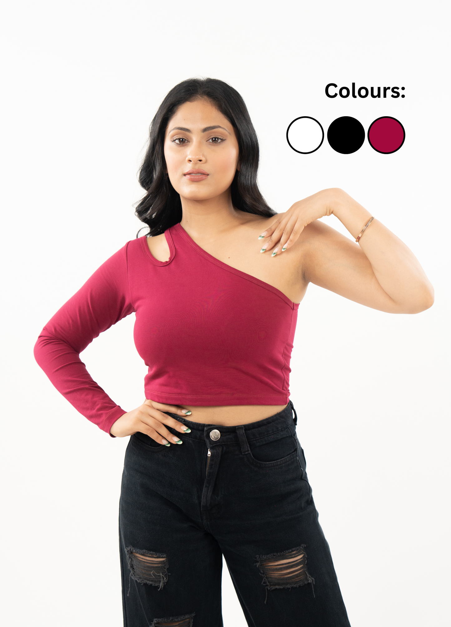 One-Shoulder Brami - White, Black, Maroon