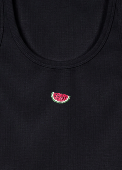 Watermelon Scoop Neck Braless Tank (Full Length) - Midnight Black