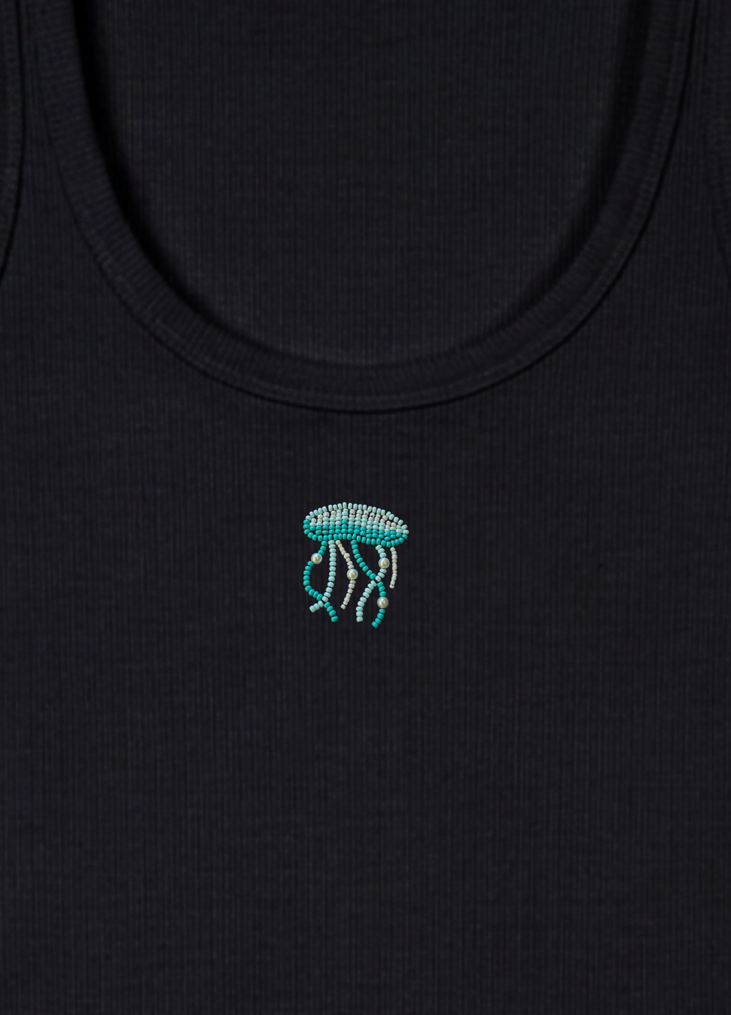 Jellyfish Scoop Neck Braless Tank (Full Length) - Midnight Black