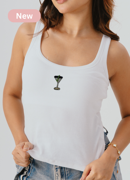 Scoop Neck Braless Tank (Full Length) - Fairy White