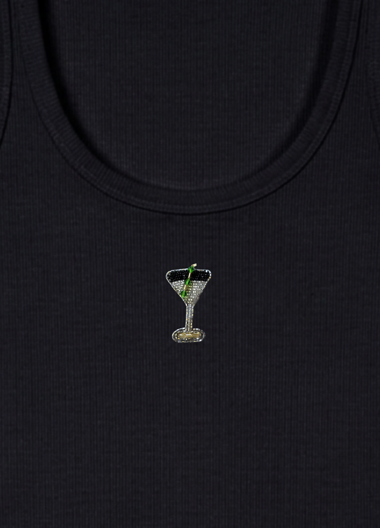 Martini Scoop Neck Braless Tank (Full Length) - Midnight Black