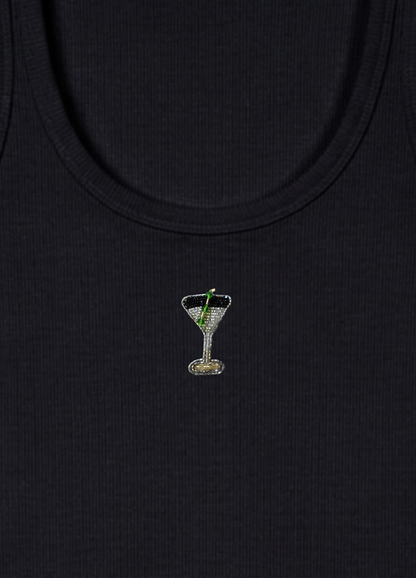 Martini Scoop Neck Braless Tank (Full Length) - Midnight Black