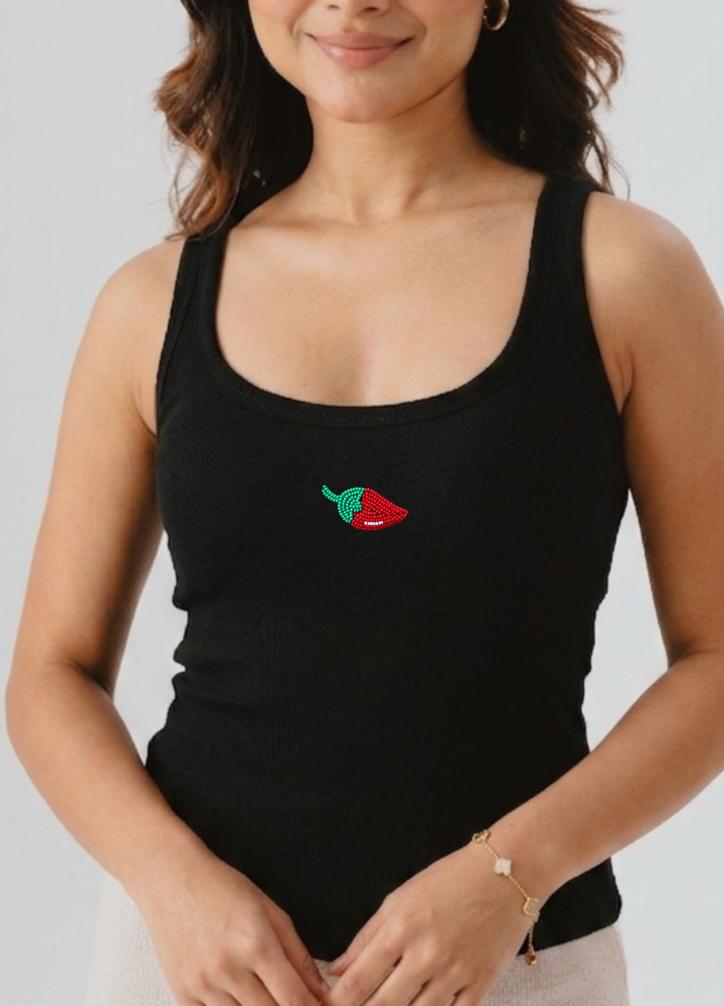 Chilli Scoop Neck Braless Tank (Full Length) - Midnight Black