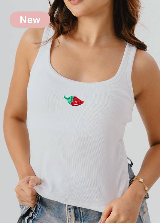 Chilli Scoop Neck Tank (Braless) - Fairy White