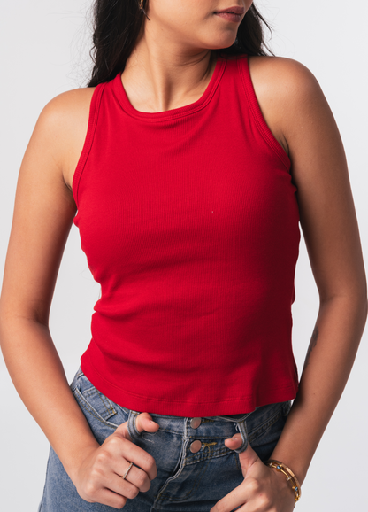 Ribbed Brami (Full Length) - Scarlet Red