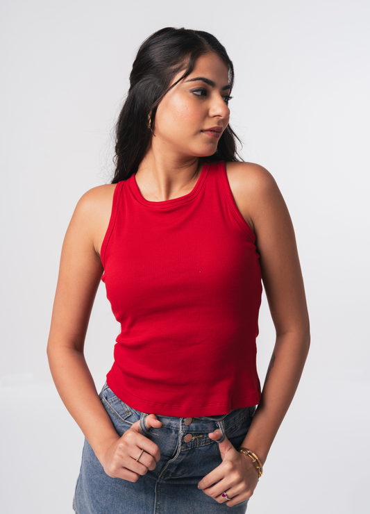Ribbed Brami (Full Length) - Scarlet Red