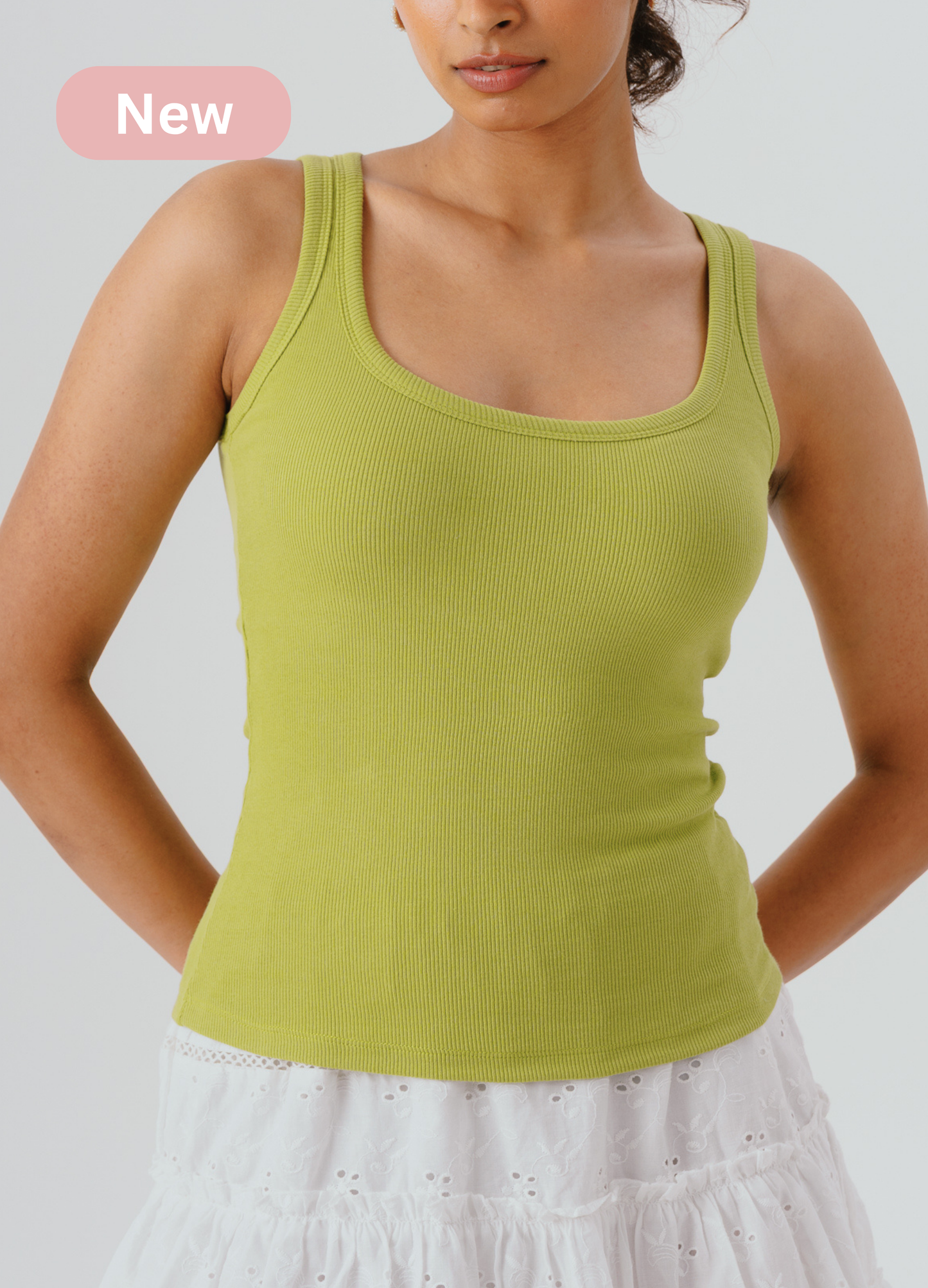 Scoop Neck Braless Tank (Full Length) - Matcha Green