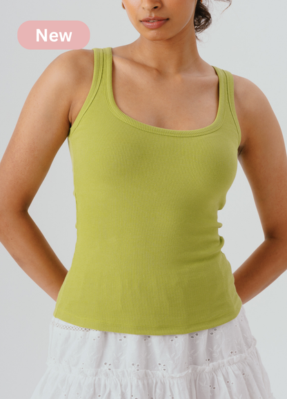 Scoop Neck Braless Tank (Full Length) - Matcha Green