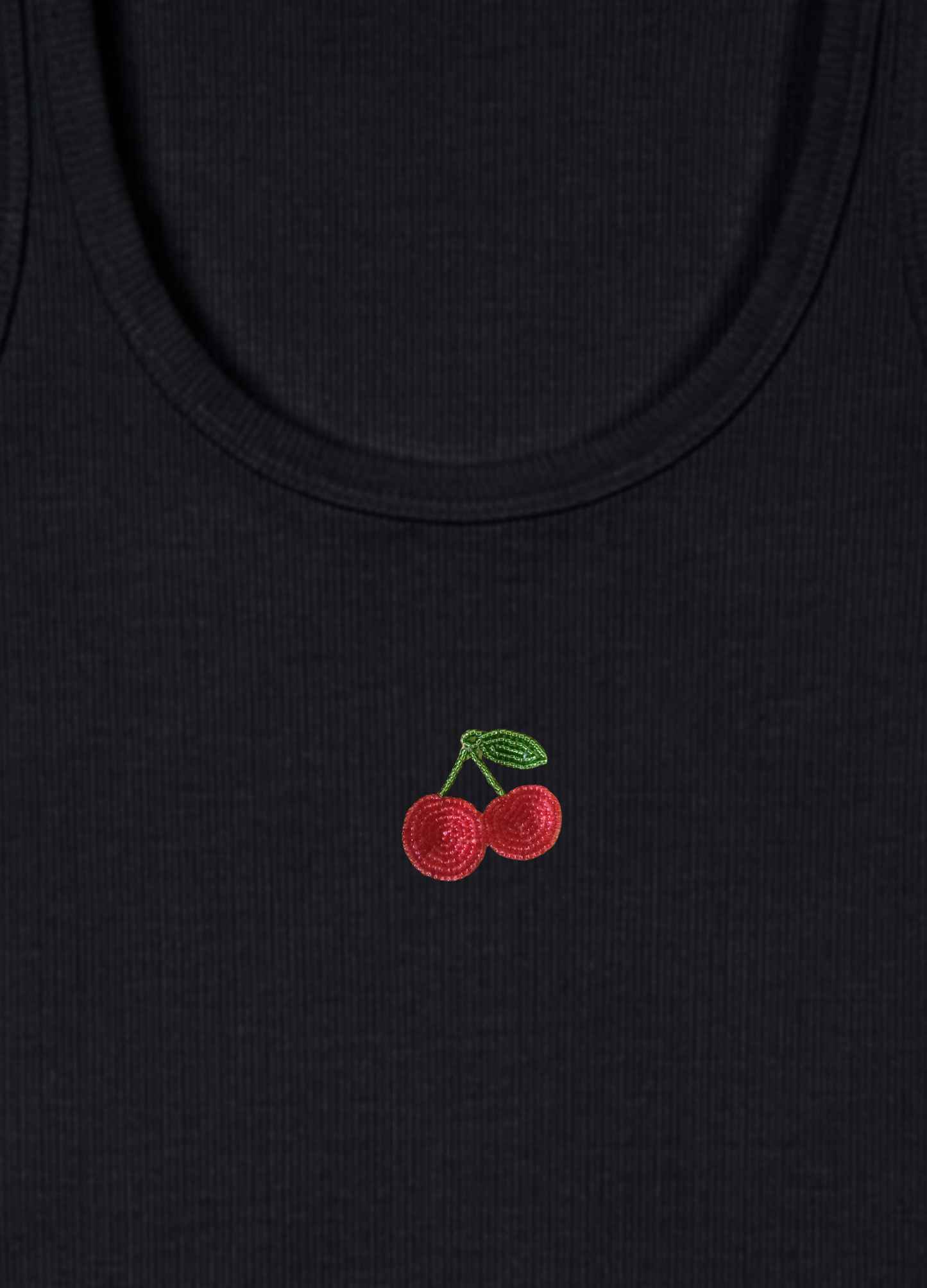 Cherry Scoop Neck Braless Tank (Full Length) - Midnight Black