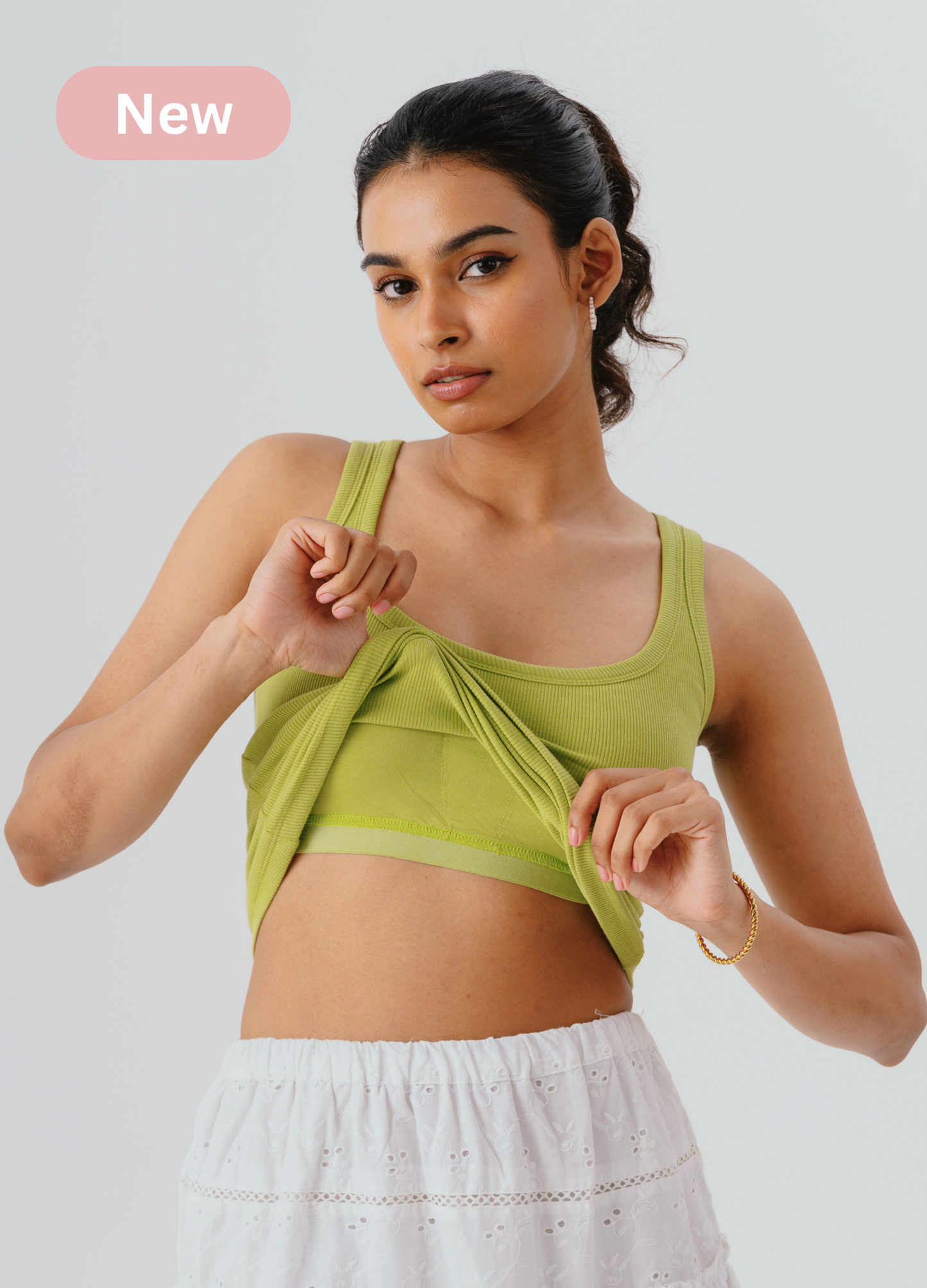 Scoop Neck Braless Tank (Full Length) - Matcha Green