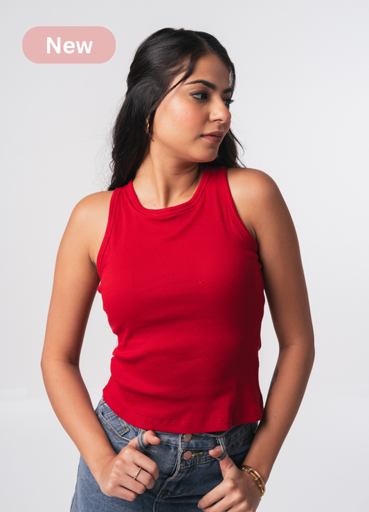 Ribbed Brami (Full Length) - Scarlet Red