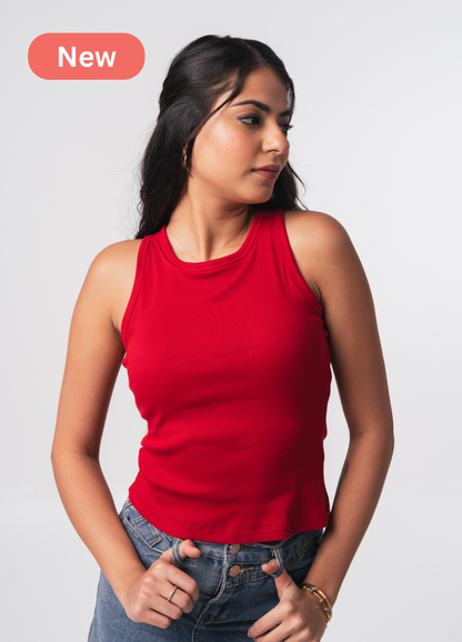 Ribbed Brami (Full Length) - Scarlet Red