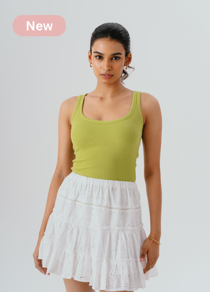 Scoop Neck Braless Tank (Full Length) - Matcha Green
