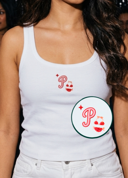 Bikini with initial Scoop Neck Tank (Braless) - Fairy White