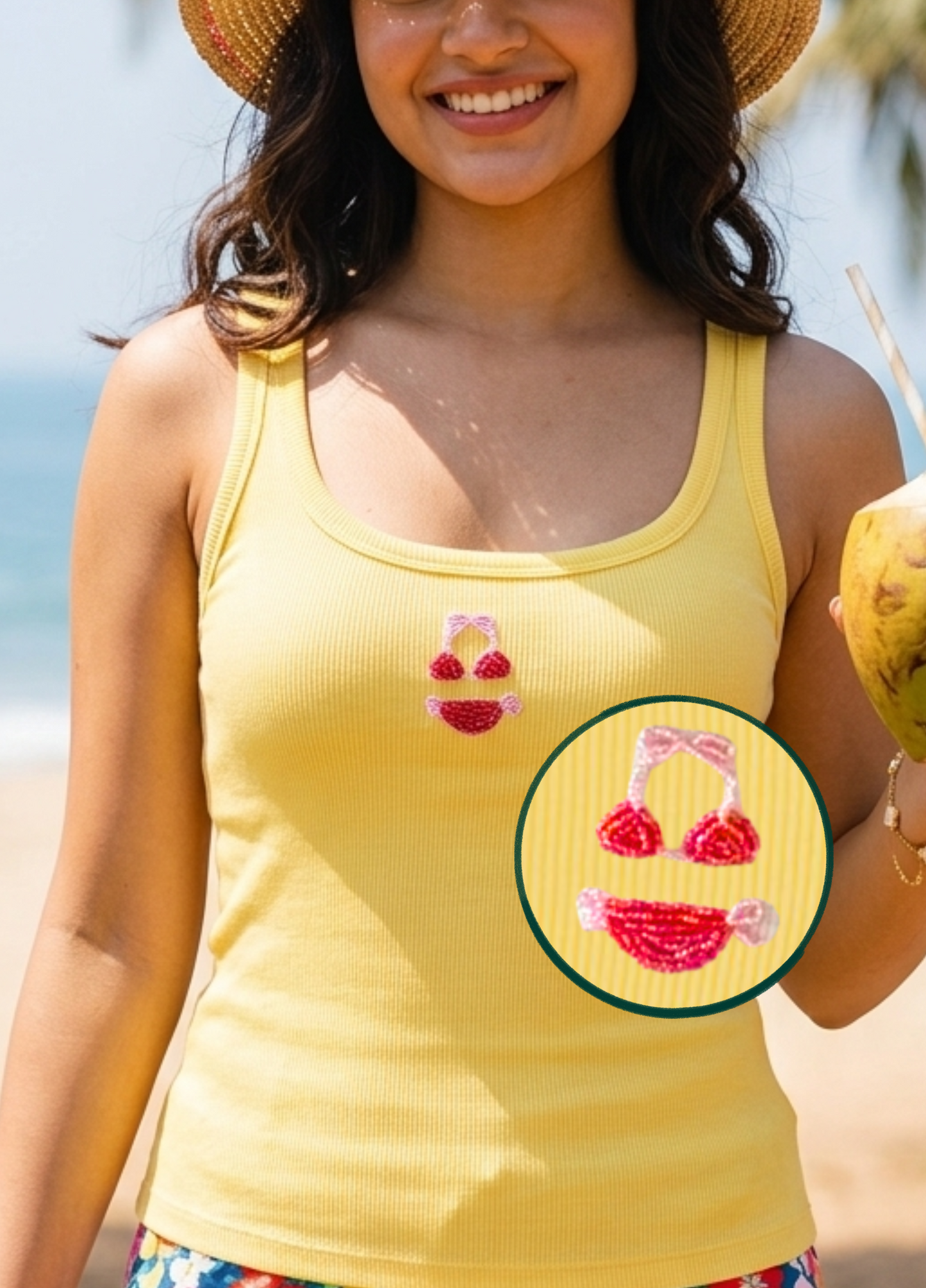 Bikini Scoop Neck Tank (Braless) - Butter Yellow