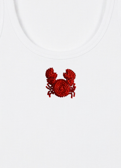 Crab Scoop Neck Tank (Braless) - Fairy White