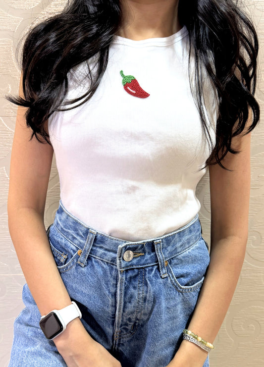 Chilli Scoop Neck Tank (Braless) - Fairy White