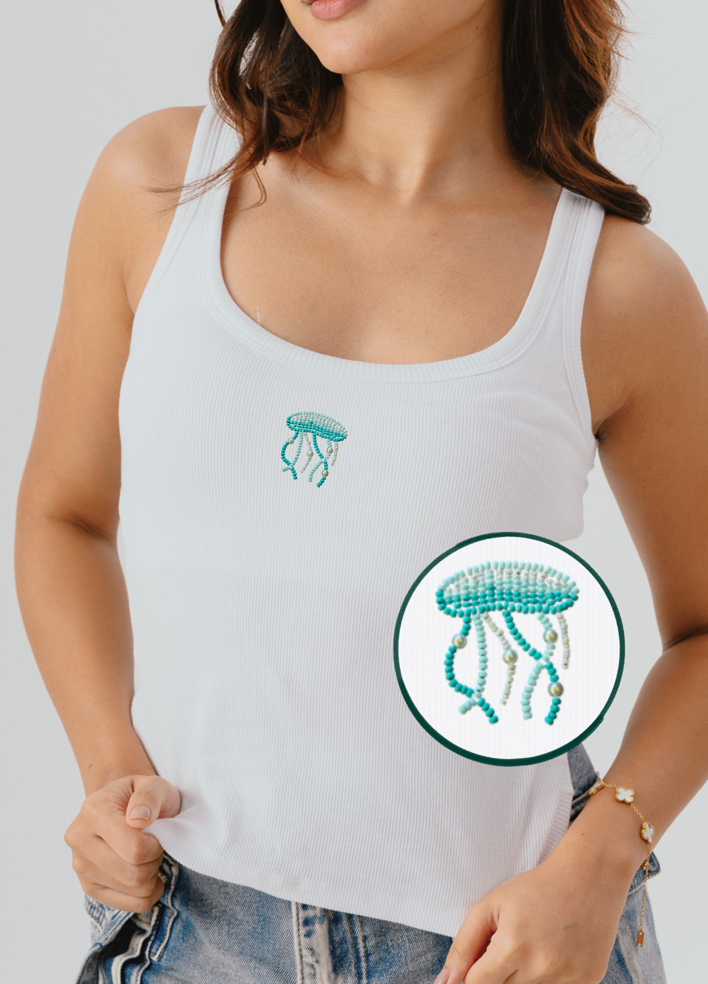 Scoop Neck Braless Tank (Full Length) - Fairy White