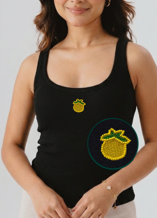 Lemon Scoop Neck Braless Tank (Full Length) - Midnight Black
