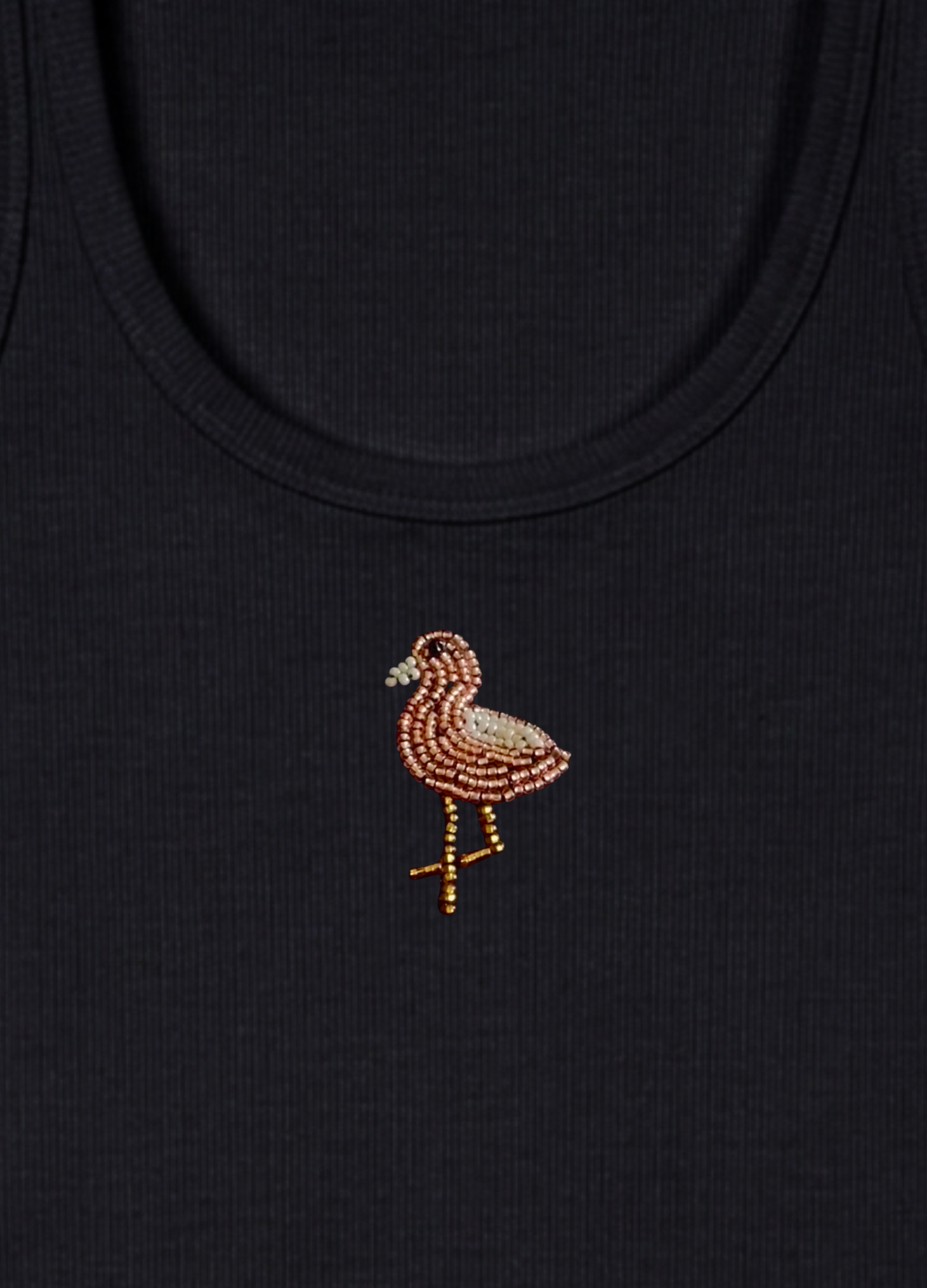 Flamingo Scoop Neck Braless Tank (Full Length) - Midnight Black