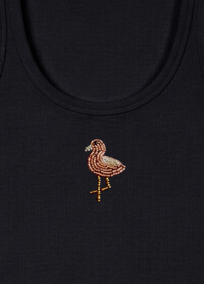 Flamingo Scoop Neck Braless Tank (Full Length) - Midnight Black