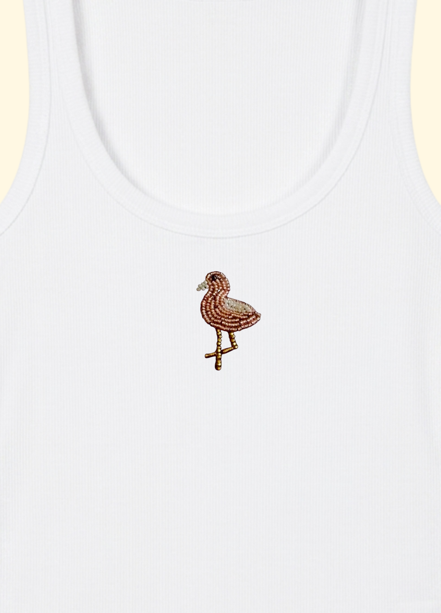 Flamingo Scoop Neck Tank (Braless) - Fairy White