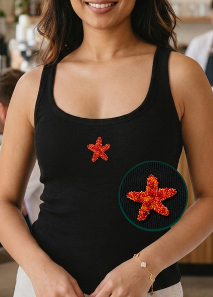 Starfish Scoop Neck Braless Tank (Full Length) - Midnight Black